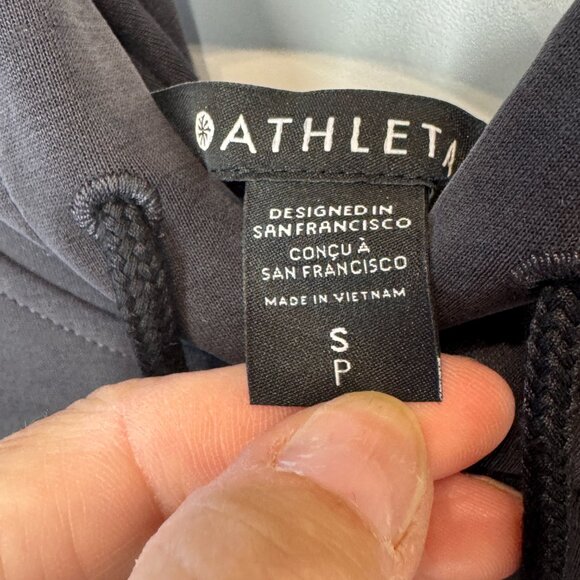 NWT Athleta Seasoft Bubble Hem Hoodie Sweatshirt in Black - Picture 5 of 10